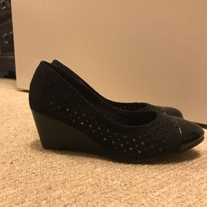 Seychelles Black Wedge Flats